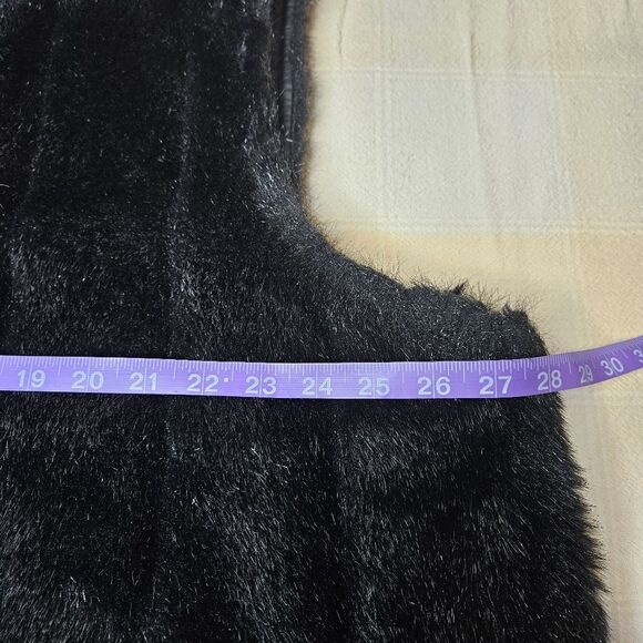 Prague Black Faux Fur Reversible Silk Blend Zip Front Side Pockets Dressy Vest - Picture 9 of 10